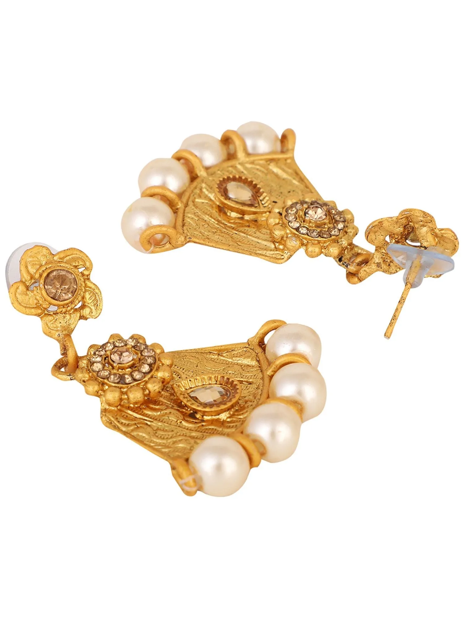 Designer Gold Plated Traditional Matte Finish Necklace With Earring Maangtika - Anikas Creation