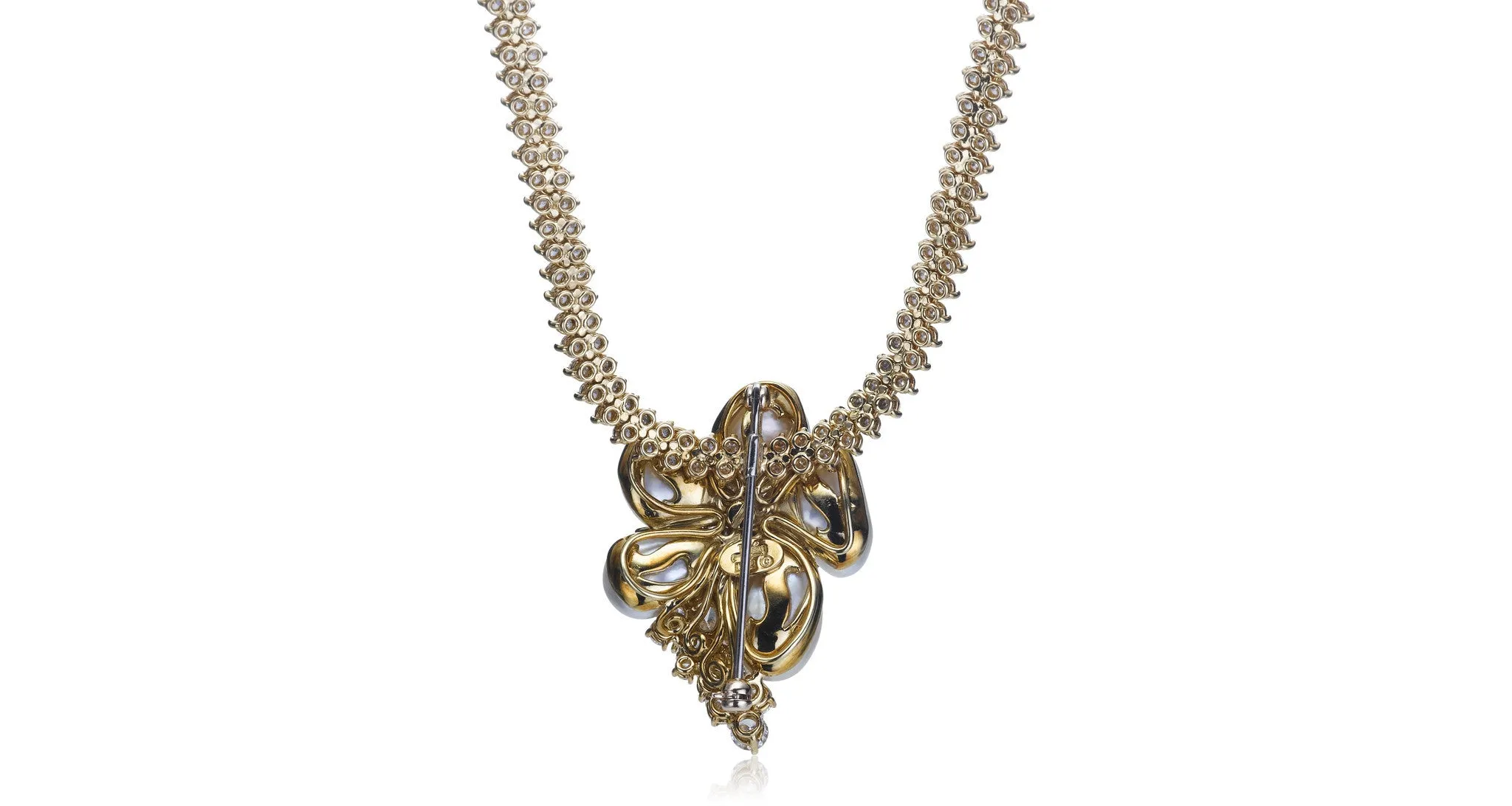 Diamond & Pearl Pendant Necklace (& Brooch)