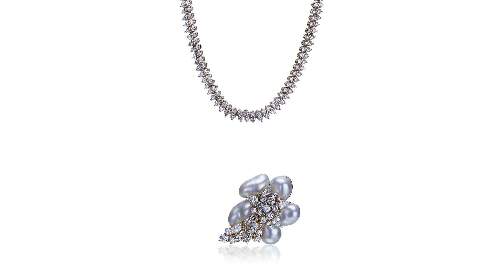 Diamond & Pearl Pendant Necklace (& Brooch)