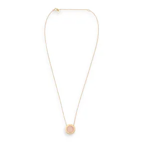 Diamond and Pinic Opal Circle Pendant 46 Diamonds Necklace in Rose Gold
