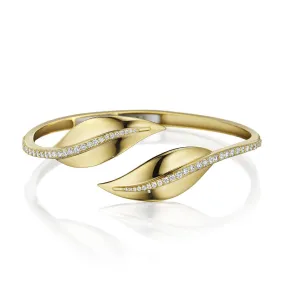 Diamond Center Leaf Bypass Bangle