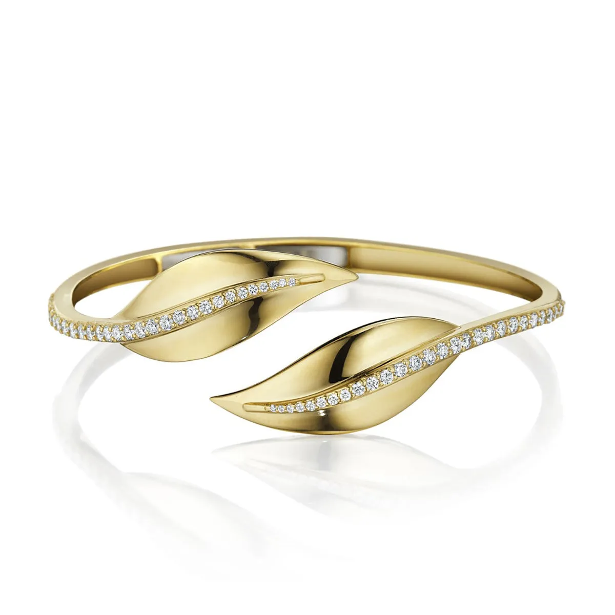 Diamond Center Leaf Bypass Bangle