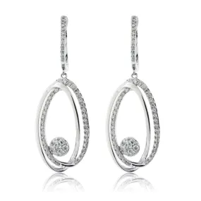 Diamond Dangle Off-Set Oval Dangle Earrings