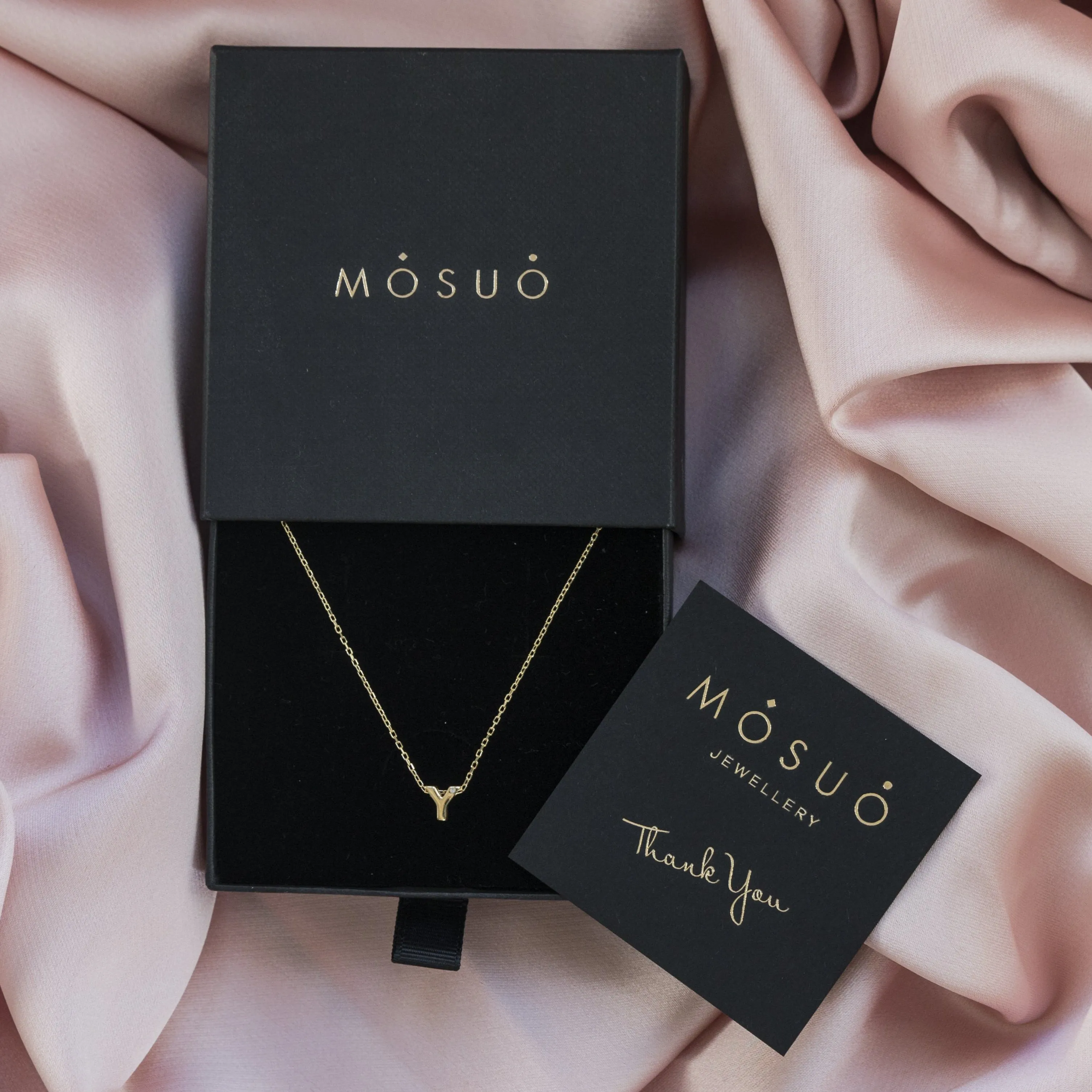Diamond Letter Necklace "Y" - 18 karat gold vermeil on sterling silver, diamond 0.01 carat