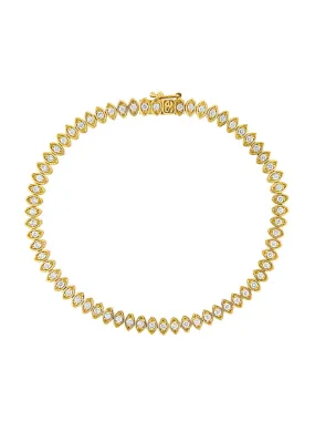 Diamond Marquise Evil Eye Yellow Gold Tennis Bracelet