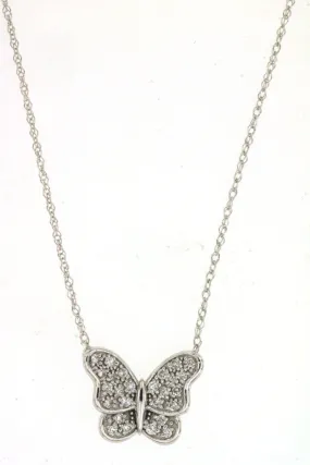 Diamond Pave Petite Butterfly Necklace