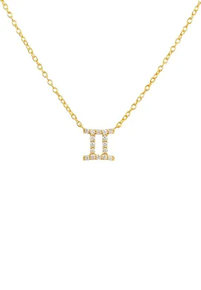 Diamond Zodiac Necklace Gold Gemini