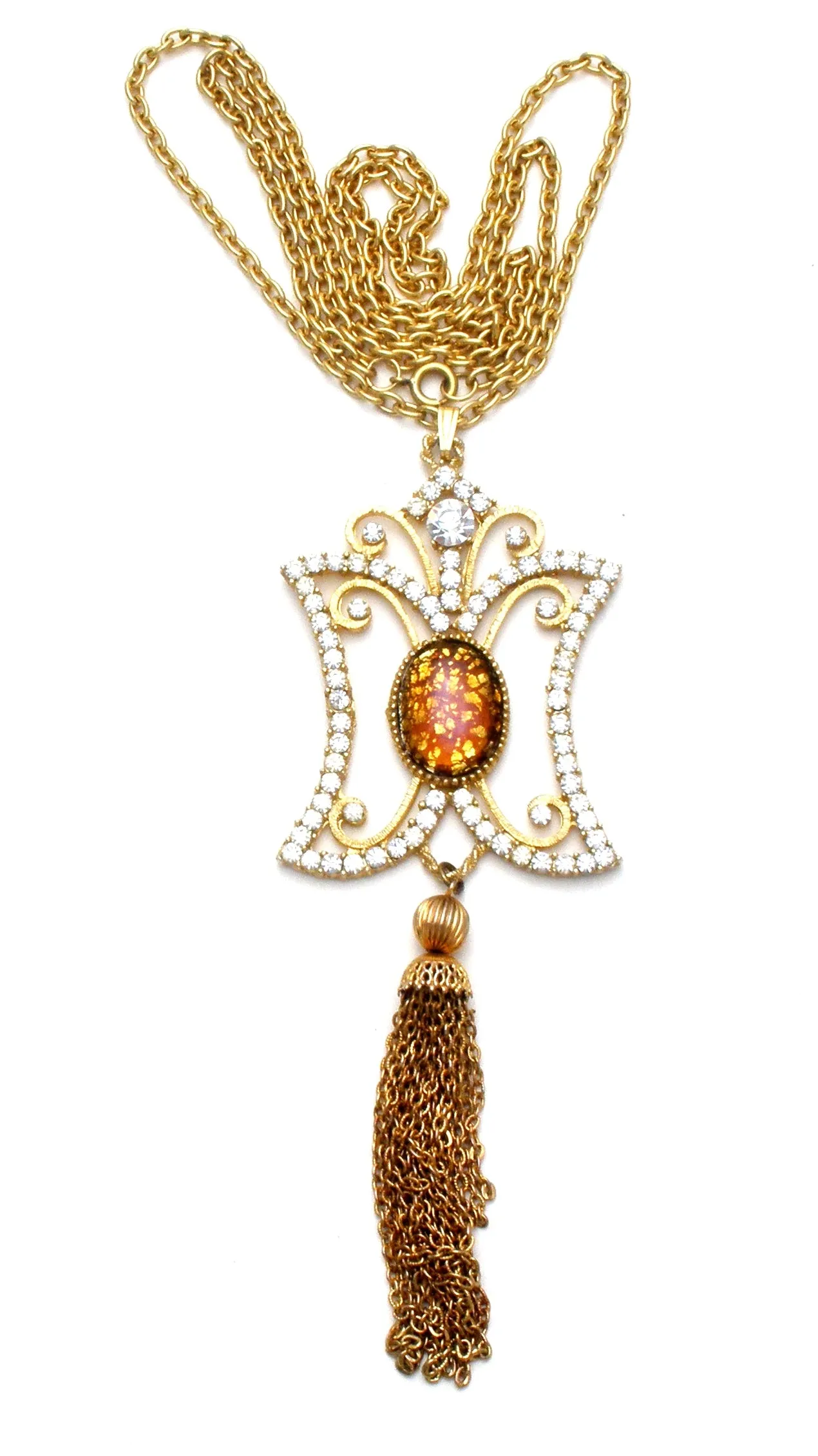 Dodd's Faux Opal & Rhinestone Necklace Vintage
