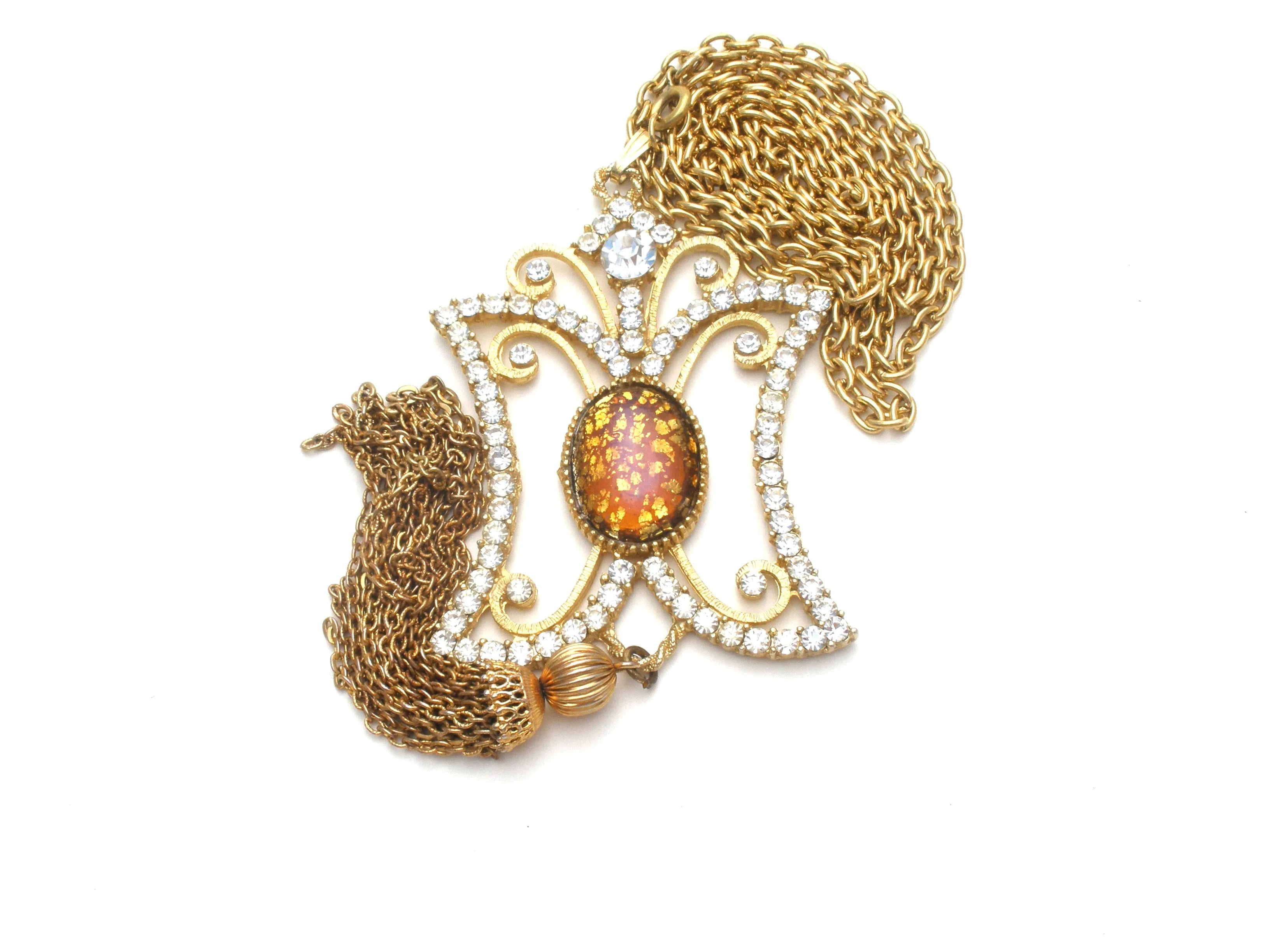 Dodd's Faux Opal & Rhinestone Necklace Vintage