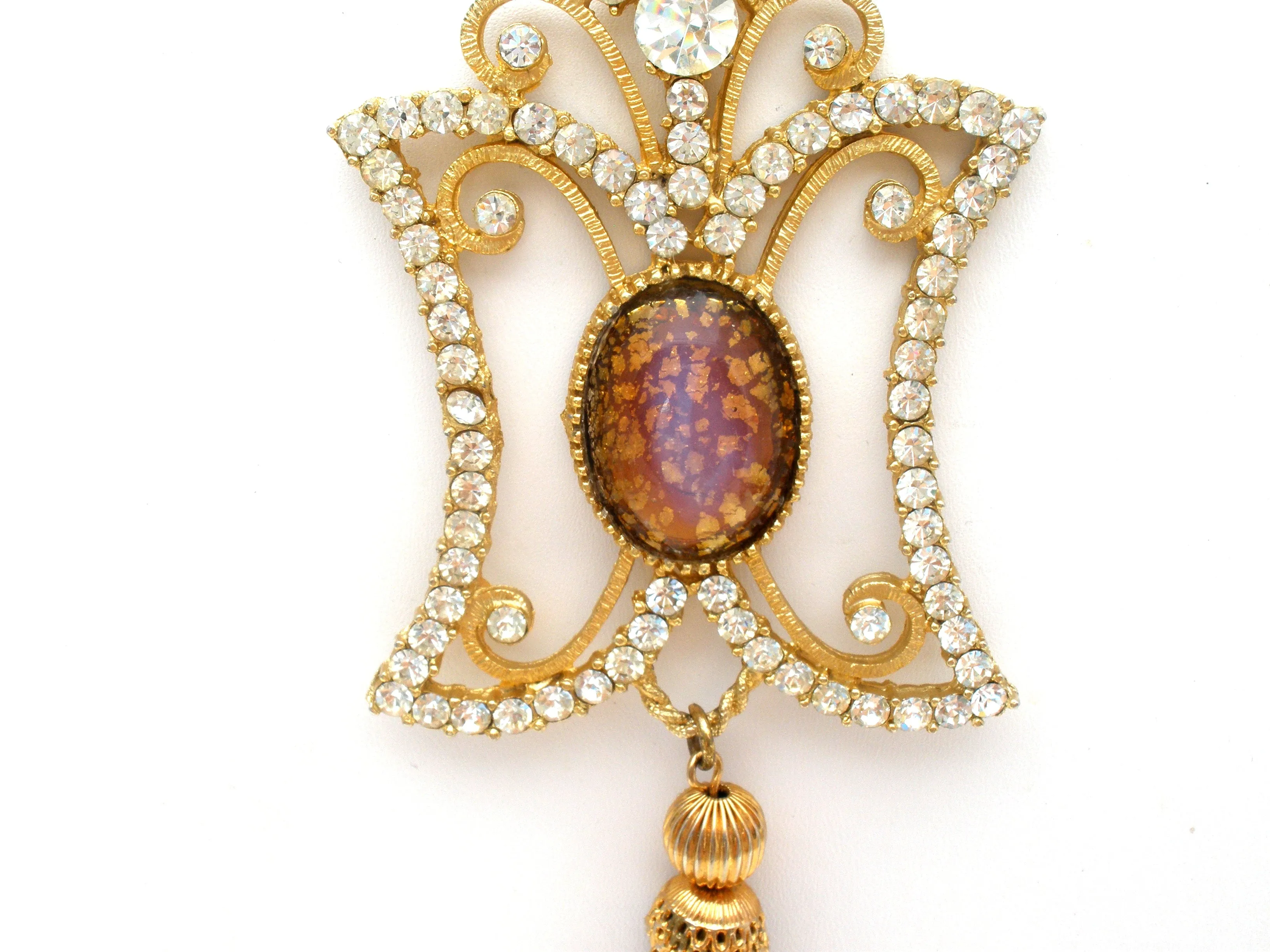Dodd's Faux Opal & Rhinestone Necklace Vintage