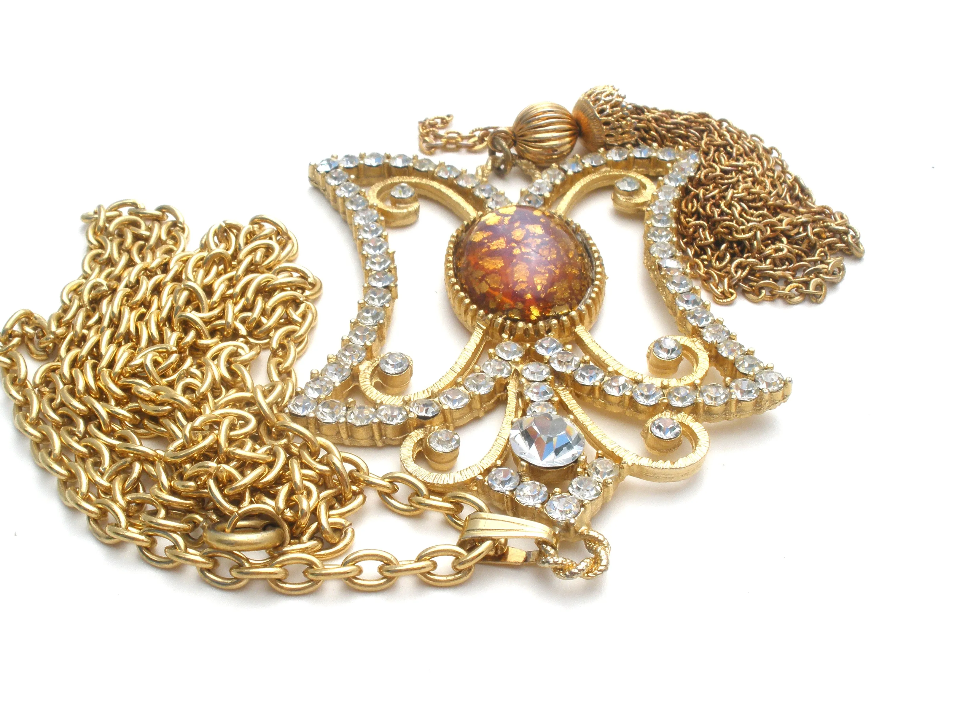 Dodd's Faux Opal & Rhinestone Necklace Vintage