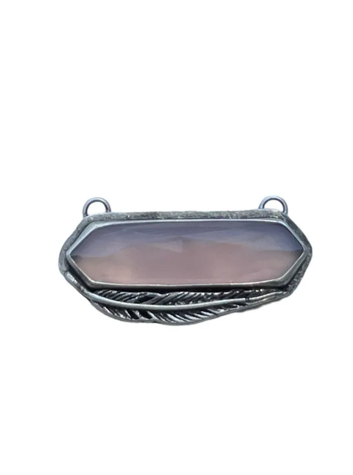 Elongated Chalcedony Feather Necklace