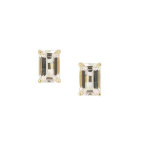 Emerald Cut White Topaz Stud Earrings