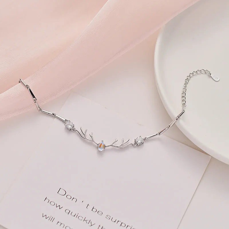 Enchanted Deer Bracelet Set with Sterling Silver and Crystals