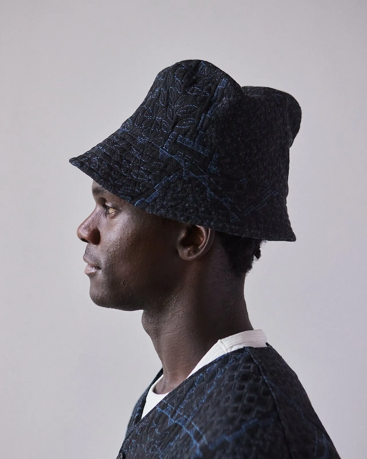 Engineered Garments Geo Jacquard Bucket Hat, Black/Navy