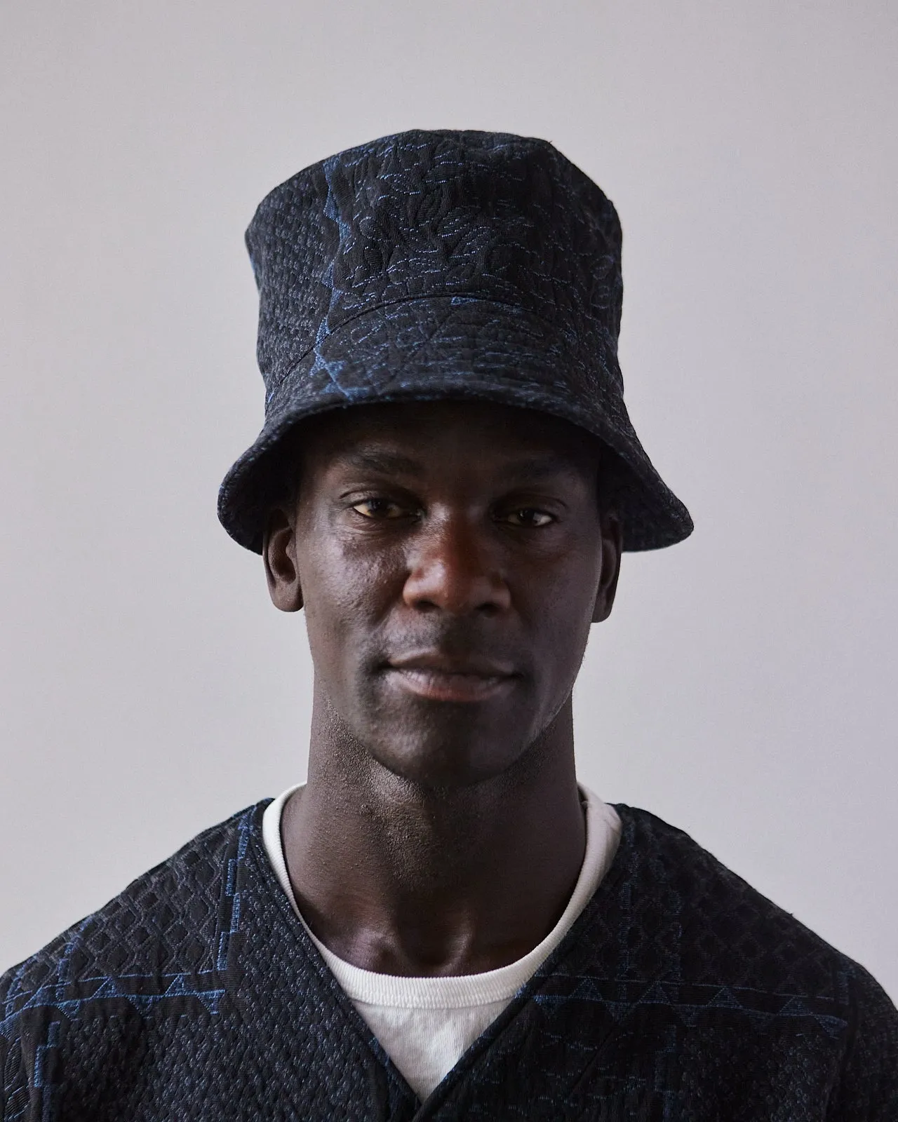 Engineered Garments Geo Jacquard Bucket Hat, Black/Navy