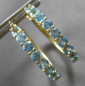 ESTATE 2.0CT AAA BLUE TOPAZ 14K YELLOW GOLD CLASSIC HOOP HANGING EARRINGS #27910