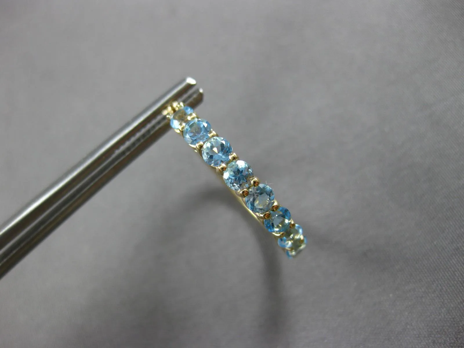 ESTATE 2.0CT AAA BLUE TOPAZ 14K YELLOW GOLD CLASSIC HOOP HANGING EARRINGS #27910