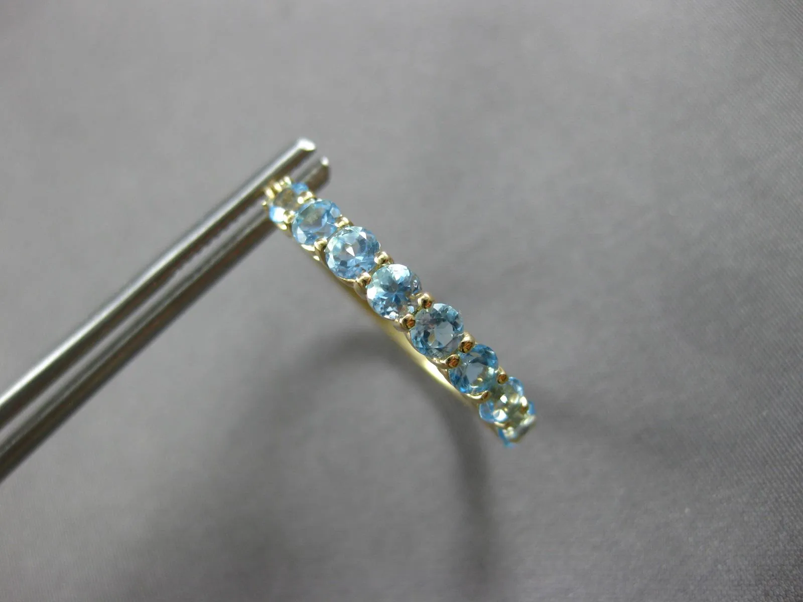 ESTATE 2.0CT AAA BLUE TOPAZ 14K YELLOW GOLD CLASSIC HOOP HANGING EARRINGS #27910