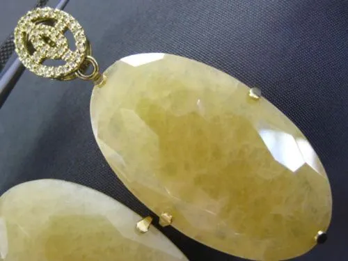 ESTATE EXTRA LARGE .50CT AAA TOPAZ & AVENTURINE 18K YELLOW GOLD HANGING EARRINGS
