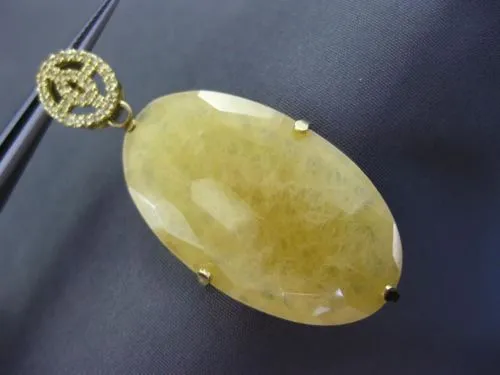 ESTATE EXTRA LARGE .50CT AAA TOPAZ & AVENTURINE 18K YELLOW GOLD HANGING EARRINGS