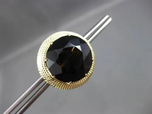 ESTATE LARGE 14K YELLOW GOLD 3D EXTRA FACET SMOKY TOPAZ MILGRAIN EARRINGS #2975