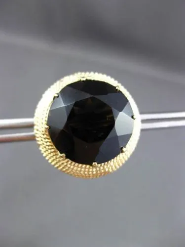 ESTATE LARGE 14K YELLOW GOLD 3D EXTRA FACET SMOKY TOPAZ MILGRAIN EARRINGS #2975