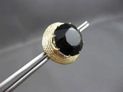 ESTATE LARGE 14K YELLOW GOLD 3D EXTRA FACET SMOKY TOPAZ MILGRAIN EARRINGS #2975