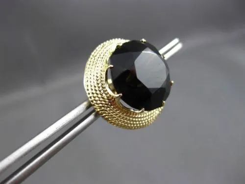ESTATE LARGE 14K YELLOW GOLD 3D EXTRA FACET SMOKY TOPAZ MILGRAIN EARRINGS #2975
