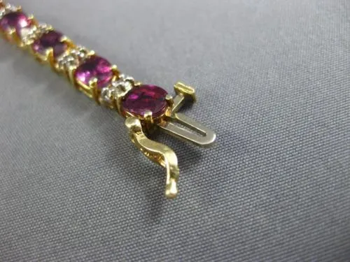 ESTATE WIDE 8.50CT DIAMOND & AAA GARNET 14K YELLOW GOLD CLASSIC TENNIS BRACELET