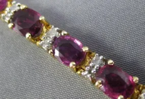ESTATE WIDE 8.50CT DIAMOND & AAA GARNET 14K YELLOW GOLD CLASSIC TENNIS BRACELET