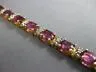 ESTATE WIDE 8.50CT DIAMOND & AAA GARNET 14K YELLOW GOLD CLASSIC TENNIS BRACELET