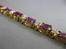 ESTATE WIDE 8.50CT DIAMOND & AAA GARNET 14K YELLOW GOLD CLASSIC TENNIS BRACELET