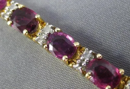 ESTATE WIDE 8.50CT DIAMOND & AAA GARNET 14K YELLOW GOLD CLASSIC TENNIS BRACELET