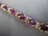 ESTATE WIDE 8.50CT DIAMOND & AAA GARNET 14K YELLOW GOLD CLASSIC TENNIS BRACELET