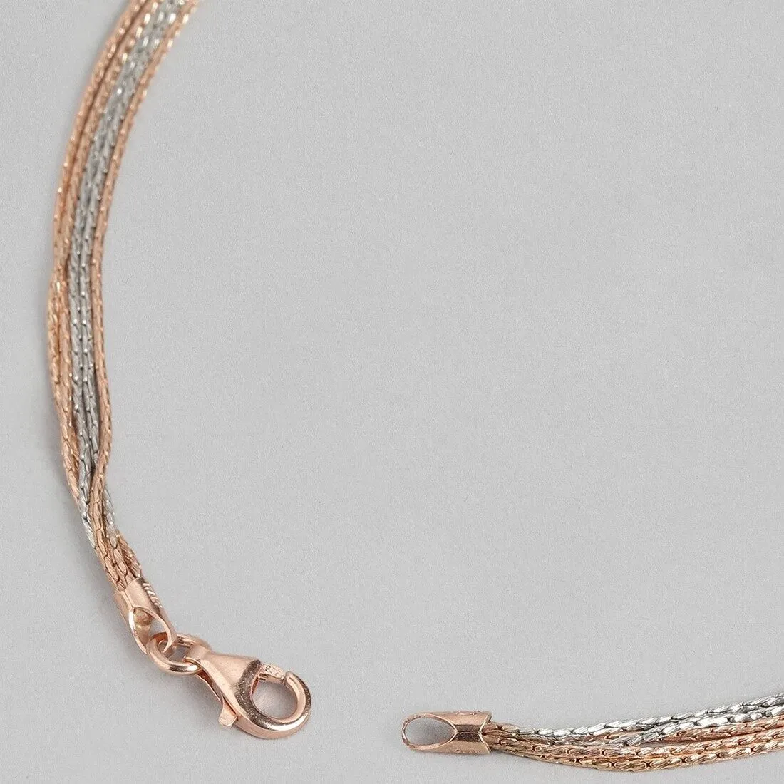 Eternal Layered Triple Tone Plated 925 Sterling Silver Chain Anklet