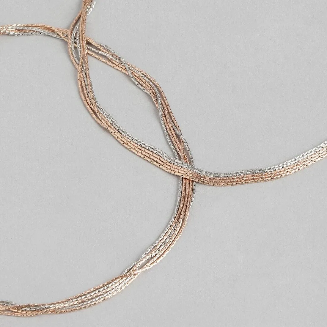Eternal Layered Triple Tone Plated 925 Sterling Silver Chain Anklet