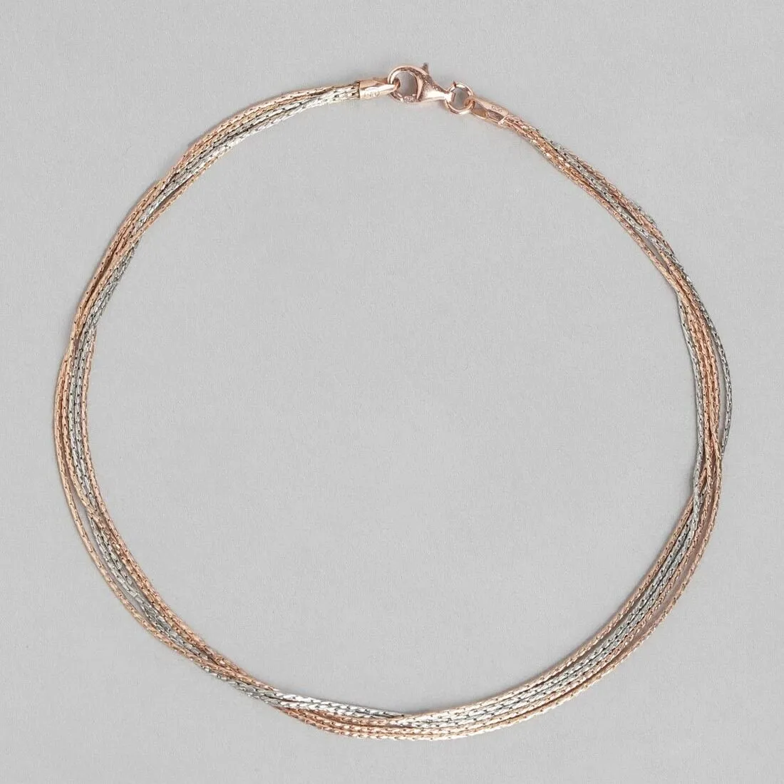 Eternal Layered Triple Tone Plated 925 Sterling Silver Chain Anklet