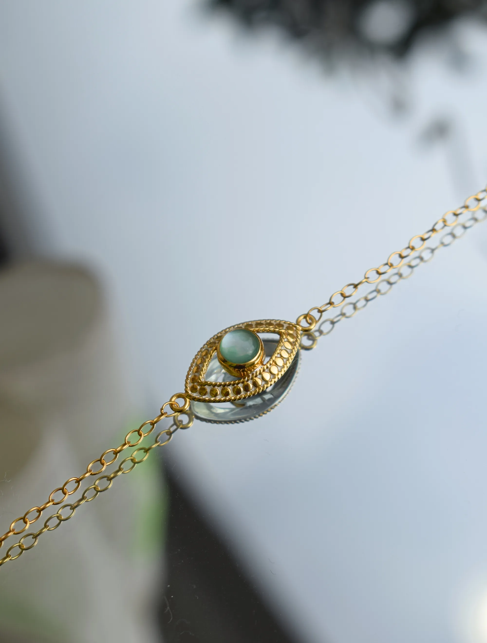 Evil Eye Green Quartz Bracelet