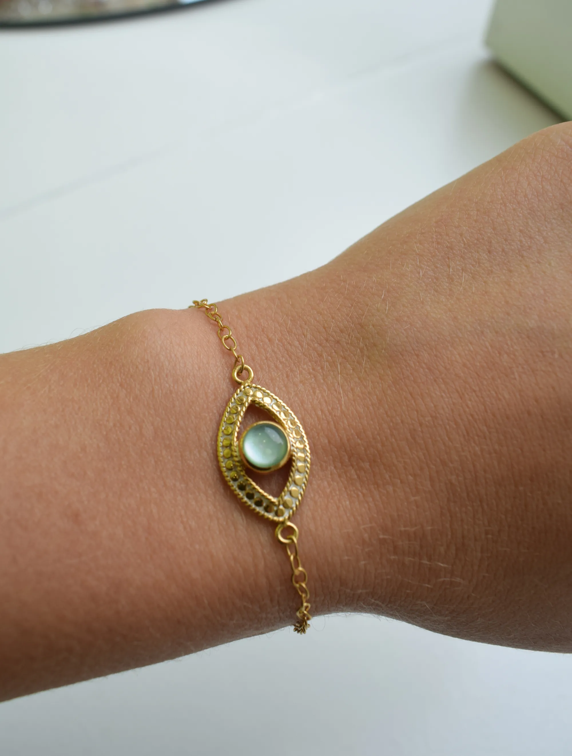 Evil Eye Green Quartz Bracelet