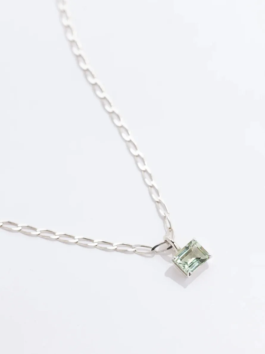 Faris Gem Necklace - Silver / Green Amethyst