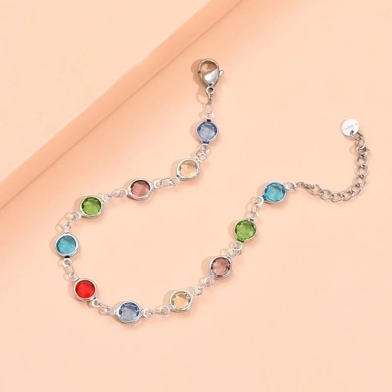 Fashion Inlay Color Zircon Stainless Steel Women's Bracelet