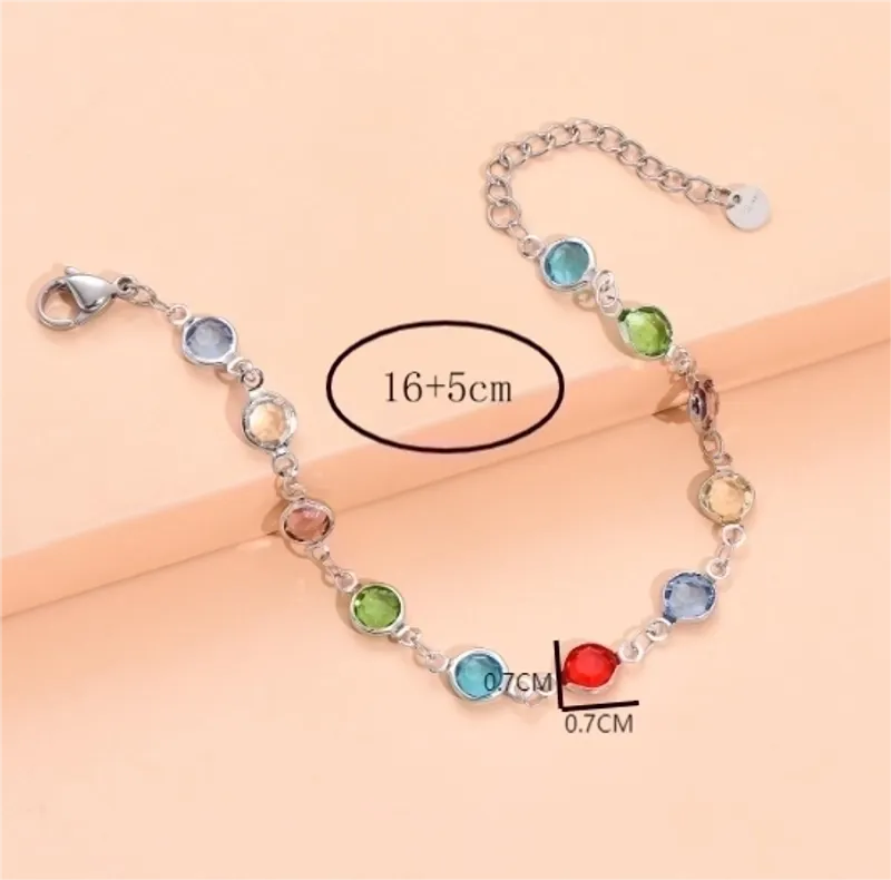 Fashion Inlay Color Zircon Stainless Steel Women's Bracelet