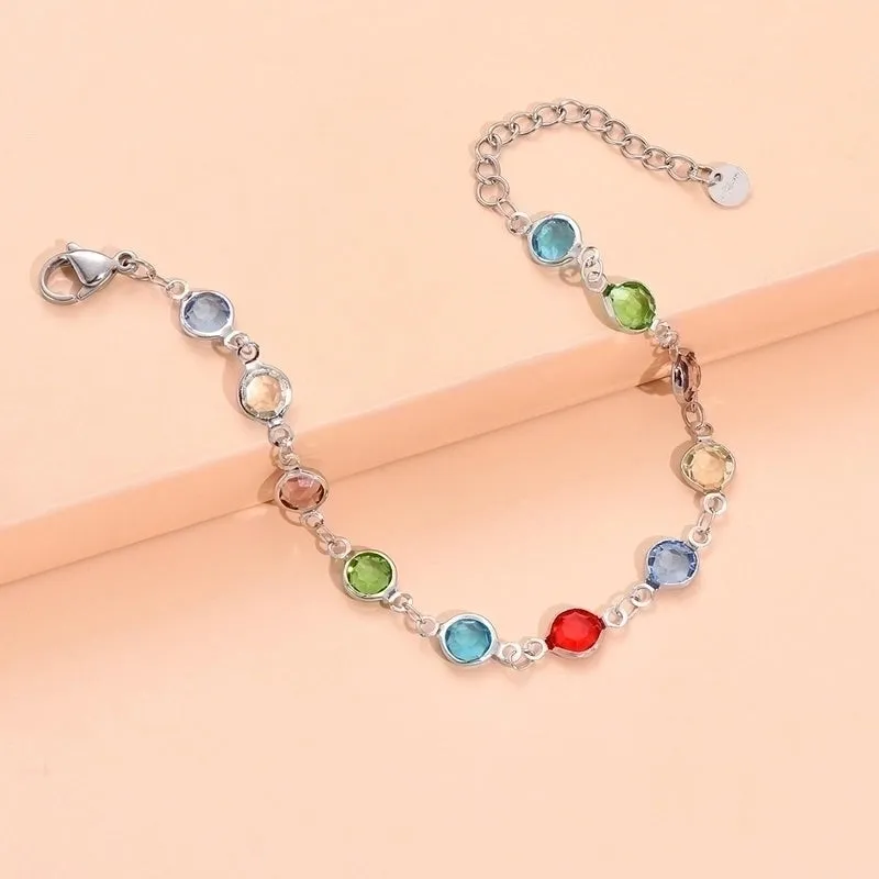 Fashion Inlay Color Zircon Stainless Steel Women's Bracelet