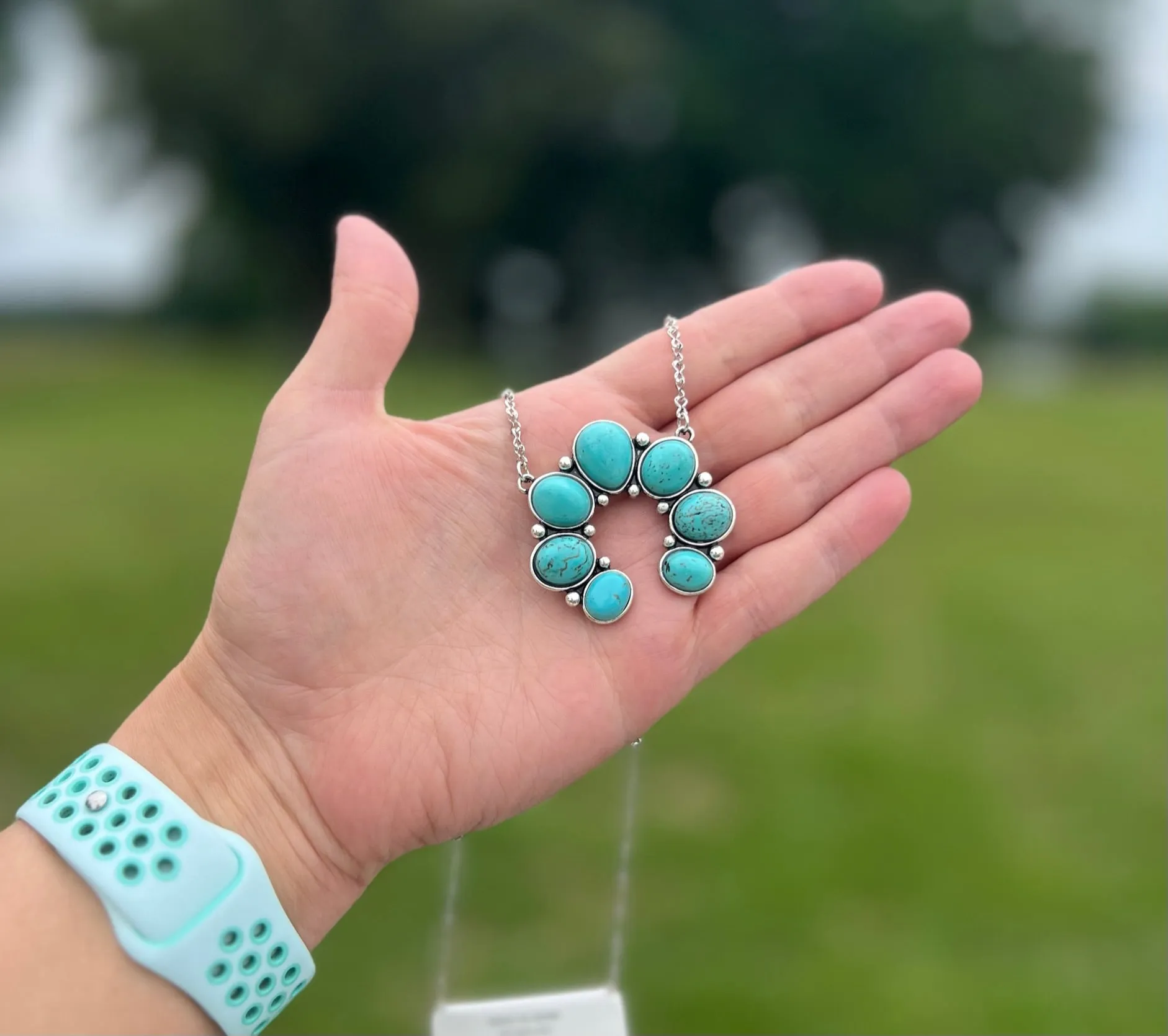 Faux Turquoise Squash Necklace