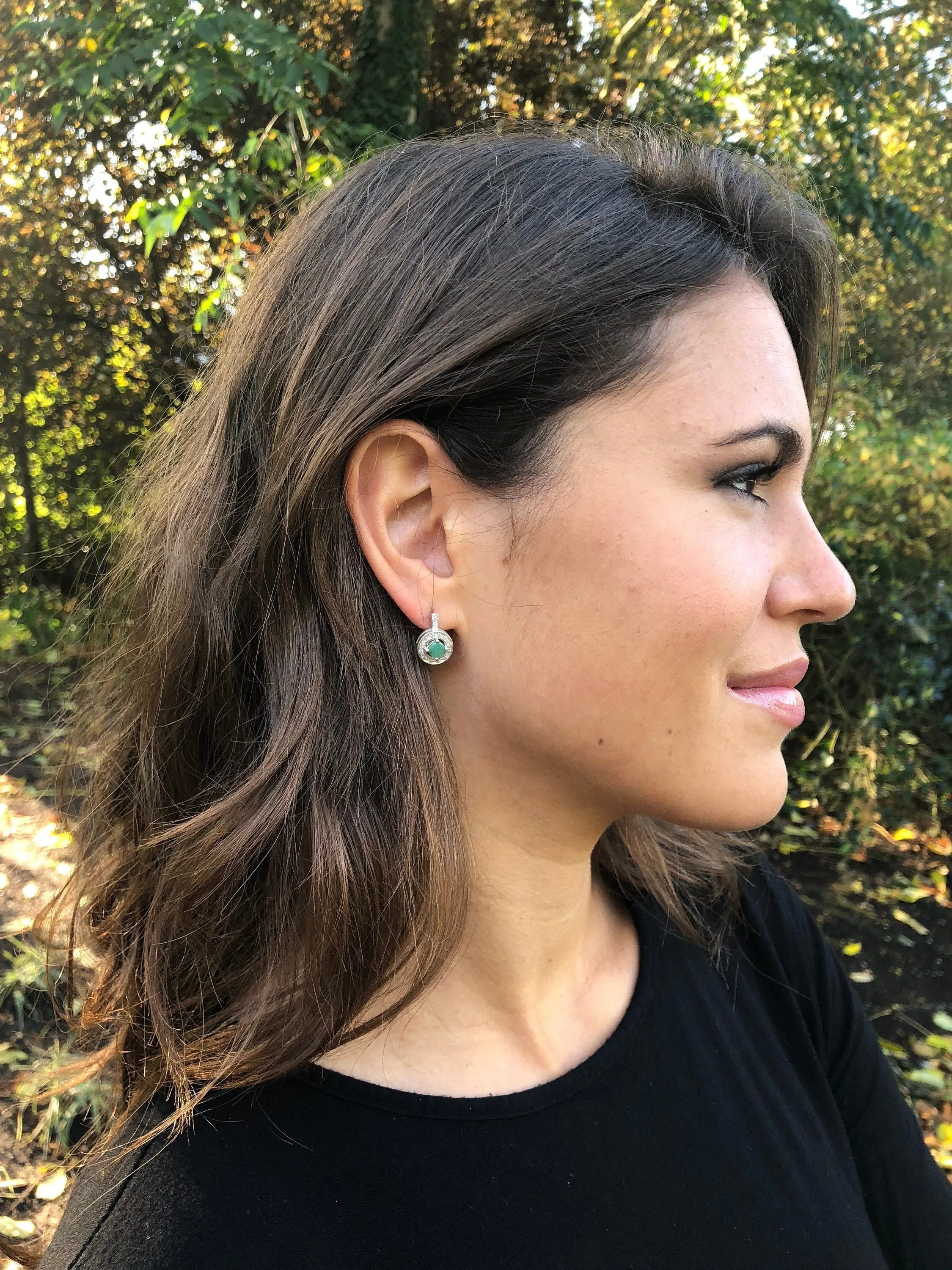 Fire Opal Earrings - Opal Cluster Studs - Dainty Opal Earrings