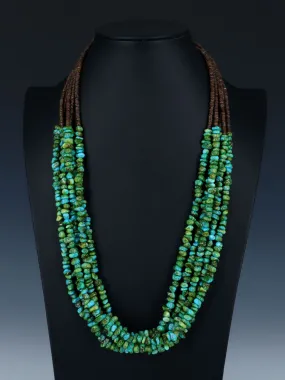 Five Strand Sonoran Gold Turquoise Necklace