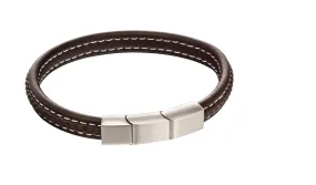 Fred Bennett Plait Mixed Brushed Finish Brown Leather Bracelet B5120