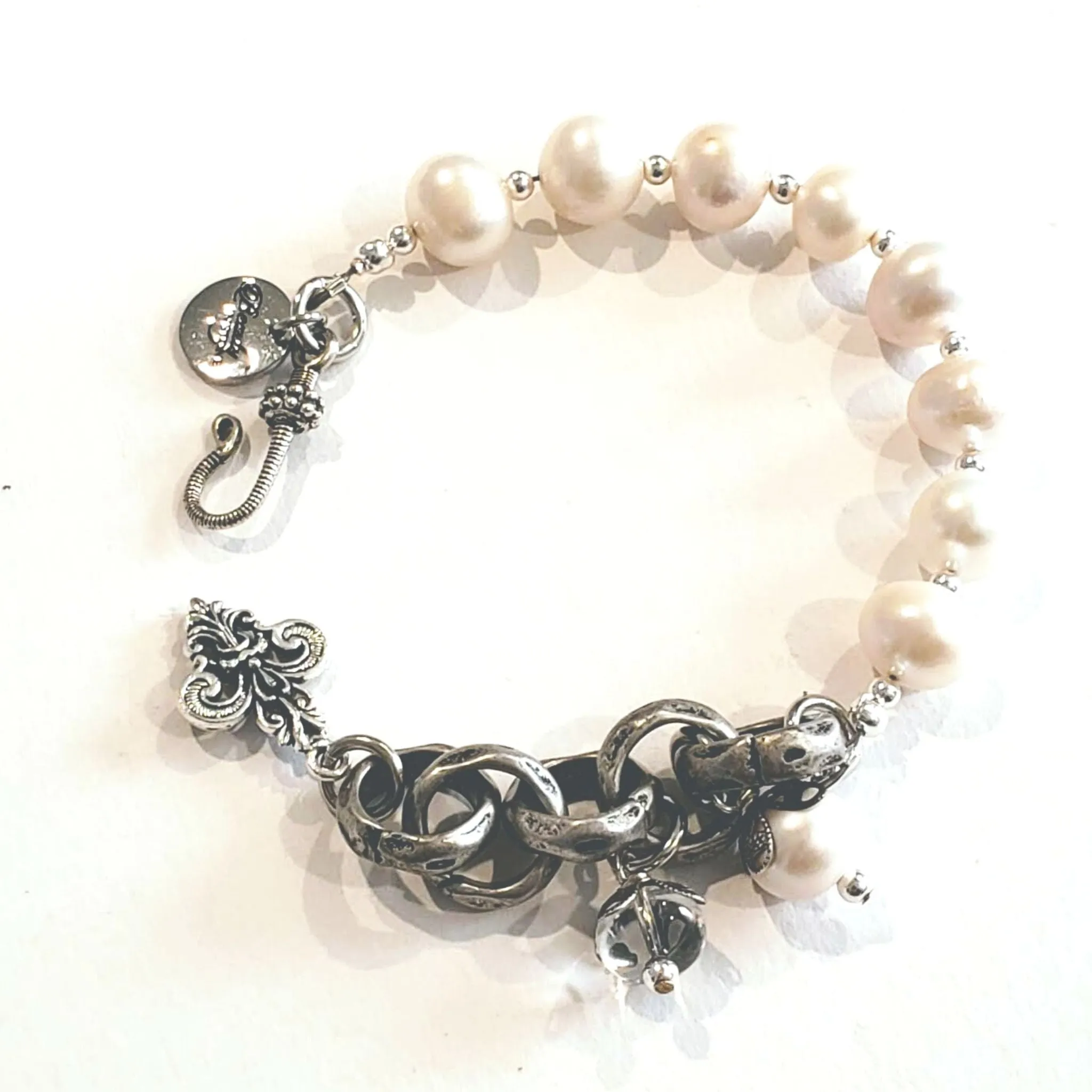 Freshwater Pearl & Chain Bracelet