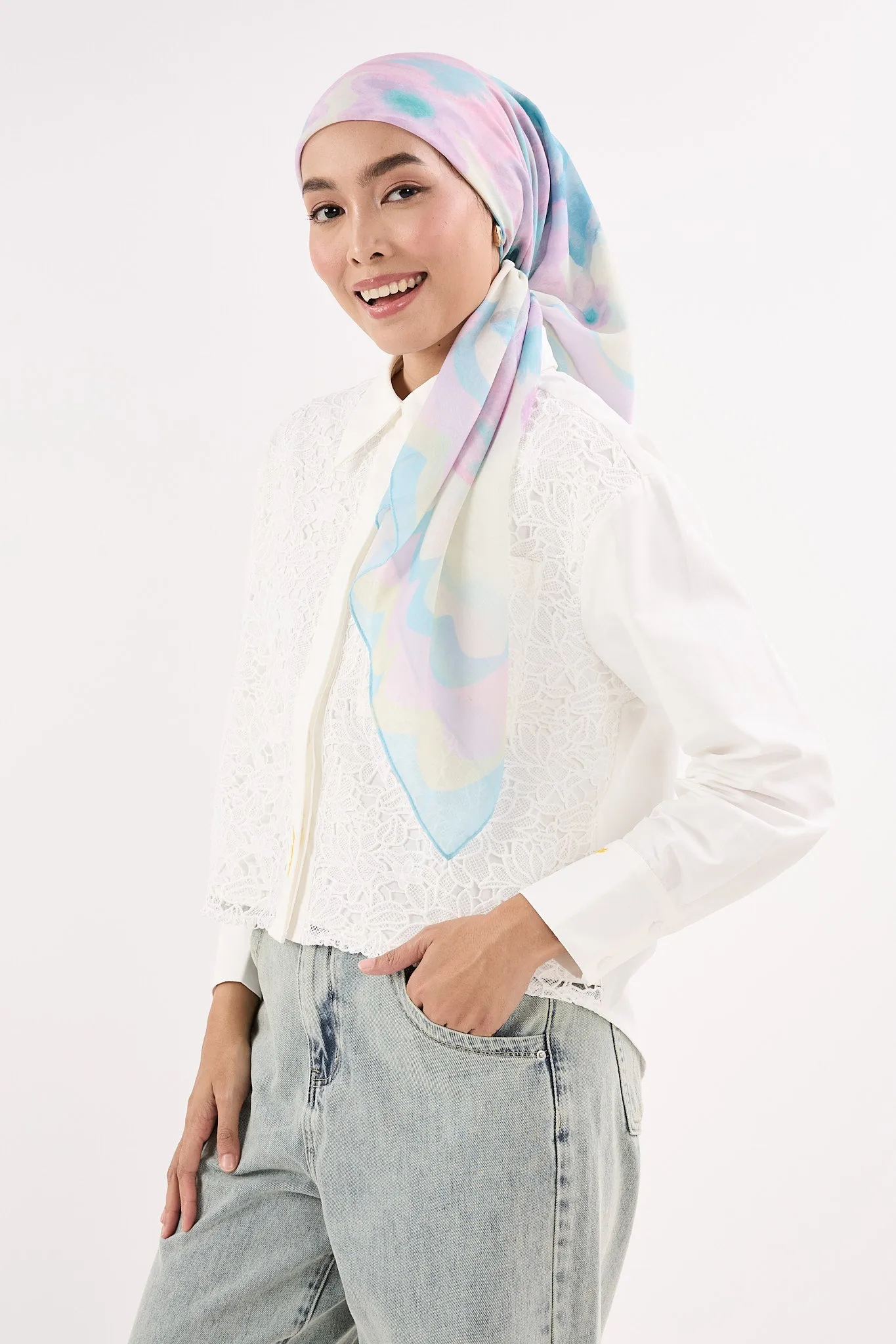Fruity Baby Blue Square Scarf